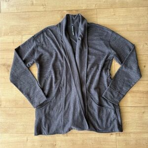 Kuhl Womens Gray Open Front Cardigan Jacket Stretch Knit Cozy Layer M